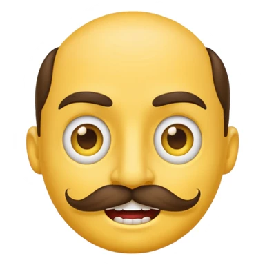 A regular emoji face with Half lidded eyes, large nostrils a moustache and sharp teeth sticker