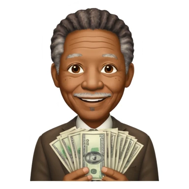 morgan freeman holding money sticker