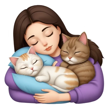 brunette girl sleeping with a persian cat sticker
