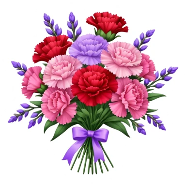 red Pink carnations and lavender bouquet sticker