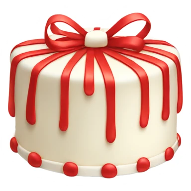 white cake with red thin bows sticker
