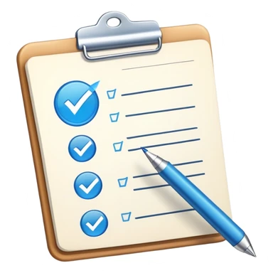A checklist with a prominent blue checkmark on the first item, symbolizing tracking completed tasks and progress sticker