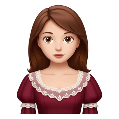 Bordo elbise giyen ama beyaz danteller olan çok guzel kahverengi saçlı bir kız resimi sticker