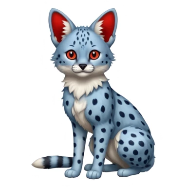 Blue serval with red eyes, full body sticker