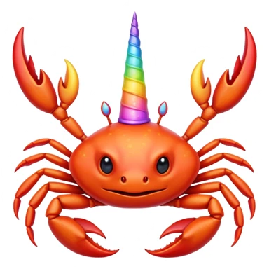 a simple stylised crab with a unicorn horn sticker