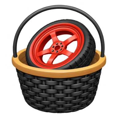 Basket with tire sticker