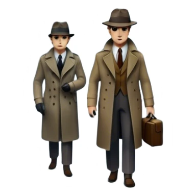 Icon for Detective Movie: A vintage movie poster-style design of a mysterious detective movie. Include dark alleyways, fog, and shadowy figures background. The design should evoke a classic noir detective story with retro cinematic typography. Transparent background. sticker