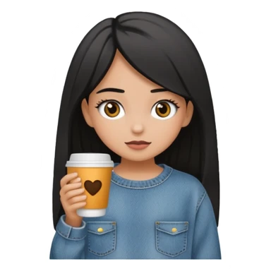 Niña colocha pelo negro ojos café suéter gris y baggy jeans sticker