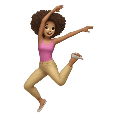brunette girl dancing crazy with both indexfingers in the air doing circle moves sticker