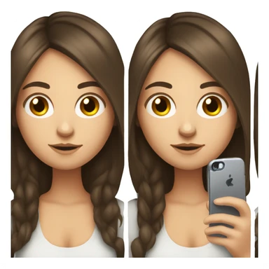 brunette white girl making a selfie with phone sticker