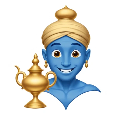 blue genie flies out of aladdin's lamp sticker