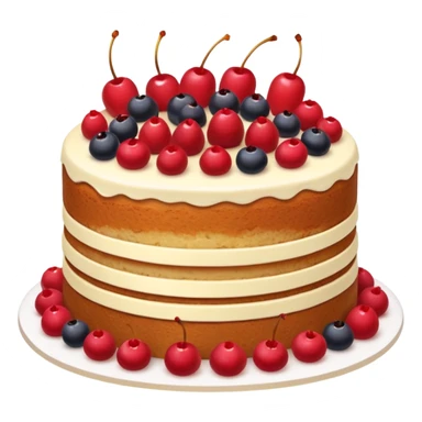 Naked cake with vanilla filling and various red berries on top. sticker