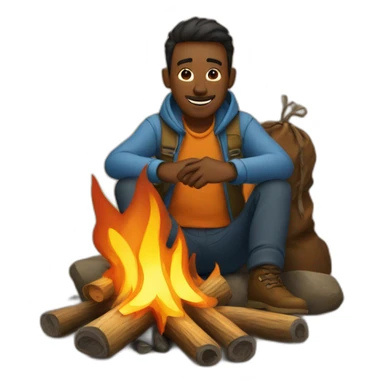 man and campfire sticker