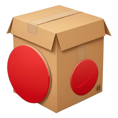 simbolo de prohibido y que esté tachando una caja de cartón de un paquete enviado sticker