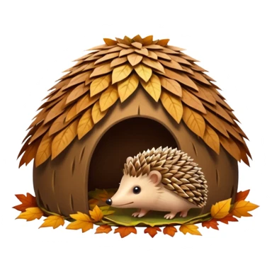 Hedgehog hut made of leaves sticker