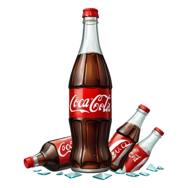 shattered bottle of coca cola split in the middle glass shards sticker