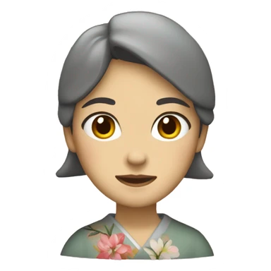 mujer japonesa saludando sticker
