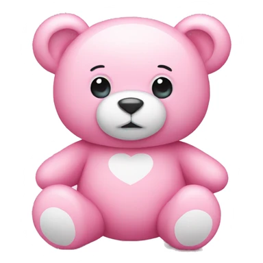 pink teddy bear with white he sticker