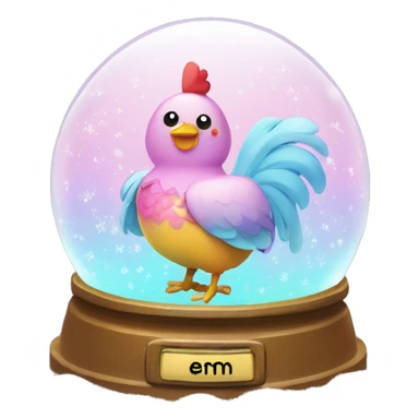 Kawaii rainbow pastel bedazzled chicken with big butt in an under the sea snow globe  sticker