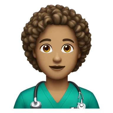 emergency medical technician with curly hair, brown eyes and light skin sticker