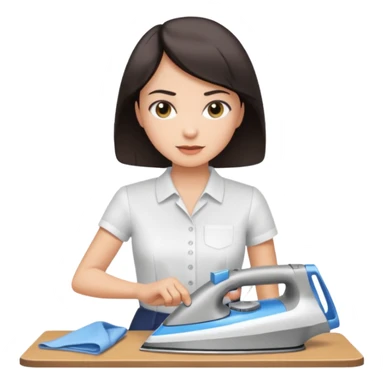 Woman short dark hair ironing sticker