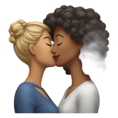 Woman kissing woman on forhead sticker