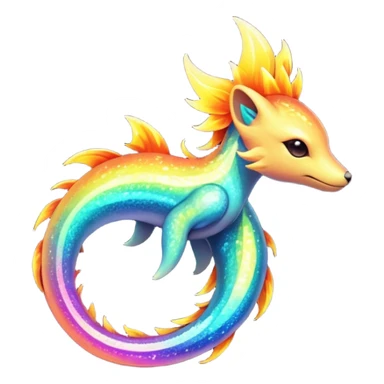 Elemental Exotic Tropical Celestial Fiery Sparky Fierce Colorful Gradient Sparkly Flaming Viney Vinal Dusky Aurorus-Amaura-Auroras-Pokémon-Fakémon-creature sticker