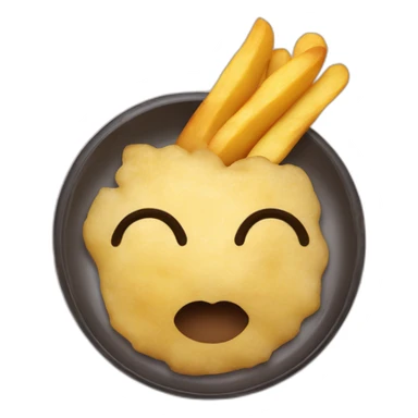 Una sarten con patatas fritas  riendose sticker
