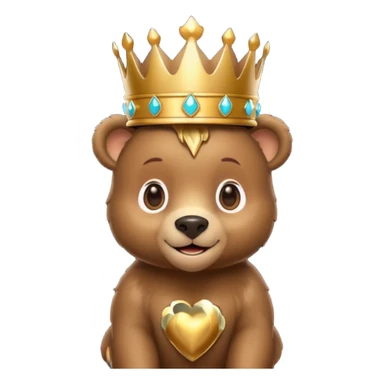 Bear Prince – brown bear cub with a shiny bronze crown, gentle smile. sticker