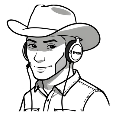 cowboy wearing headphones  sticker