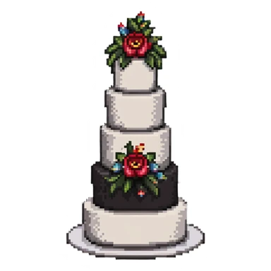 Whole wedding cake with multiple tiers and decorations sticker