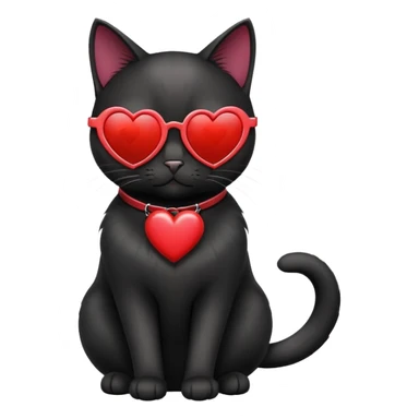 black cat wearing heart-shaped sunglasses sticker