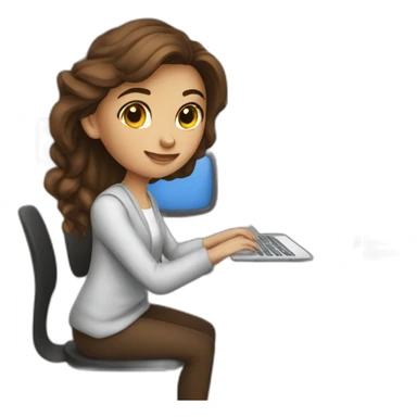 Beautiful programmer girl with brown hair working with MacBook sticker
