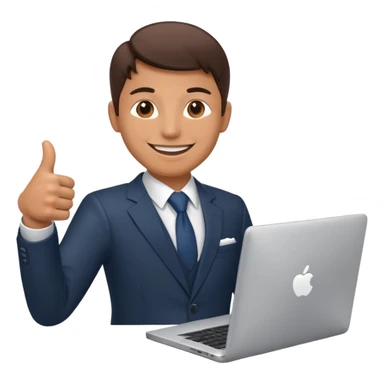 working laptop person suit happy thumbs up sticker