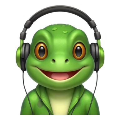 frog png with headphones smiling teeth showing sticker