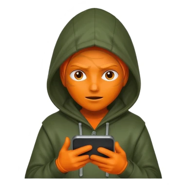hooded-on-their-phone-making-money orange skin sticker