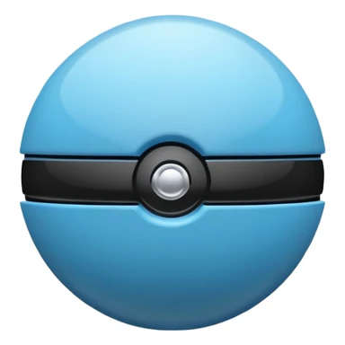 vibrant blue pokeball emoji with a black stripe and highlights, top half vibrant blue, bottom half white sticker