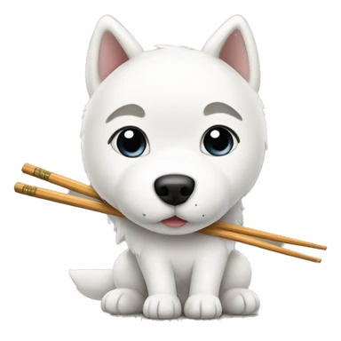 White husky with chopsticks instead of legs sticker