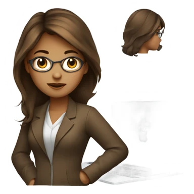 Beautiful programmer girl with brown hair working with MacBook sticker