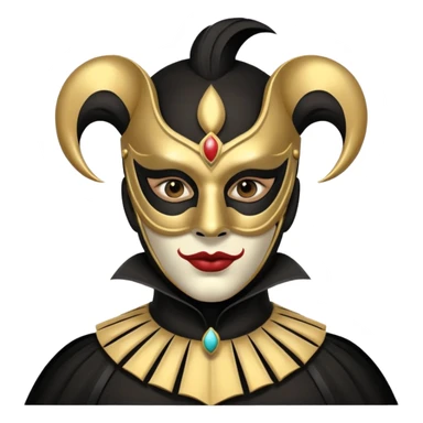 masked circus acrobat portrait, head and shoulders only, elegant carnival mask, dark outfit collar, dramatic expression, 3D cartoon, mobile game icon style, clean background, no text, no watermark
 
 sticker
