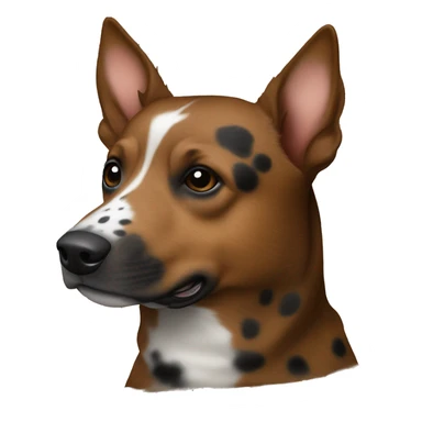 brown cattle dog with a thin white nose stripe and black dots with black dots on brown fur  sticker