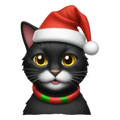 black cat with christmas hat sticker