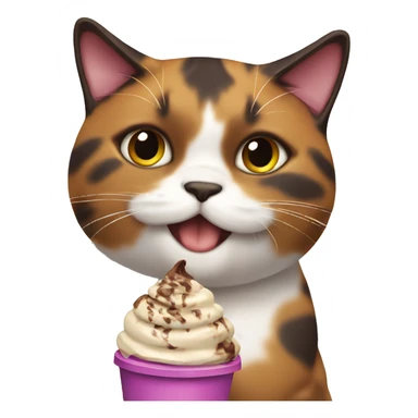 Fat calico cat eating chocolate icecream sticker