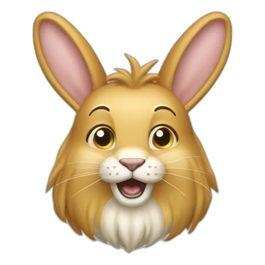 un lapin tete de lion qui cour sticker