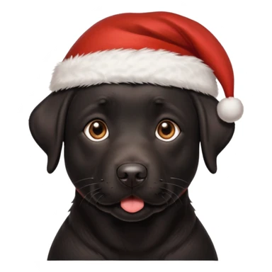 A cute, all-black Labrador Retriever, about 2 years old, wearing a Santa hat. (I need English) sticker