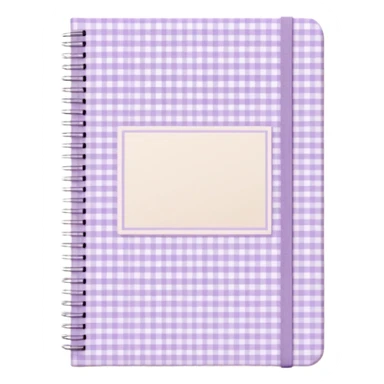 Cute  journal cover, pastel purple gingham pattern
Handwritten feminine typography, soft aesthetic, cozy girl vibe
Clean product mockup, minimal shadows, lifestyle stationery style sticker