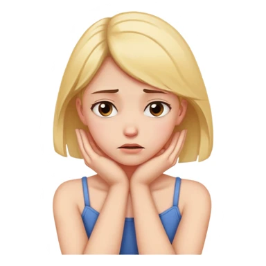 girl grabbing her neck with her hands and arms across with sad ish face  sticker