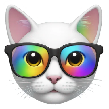 Rainbow cat with glasses sticker