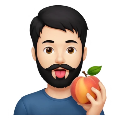 Black hair Man red beard licking peach sticker