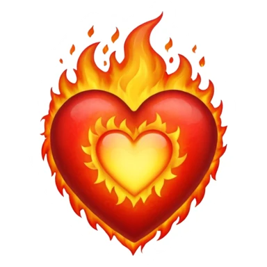 red heart in fire sticker